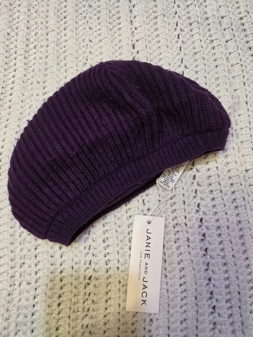 Janie and Jack Plum Ribbed Knit Beret
